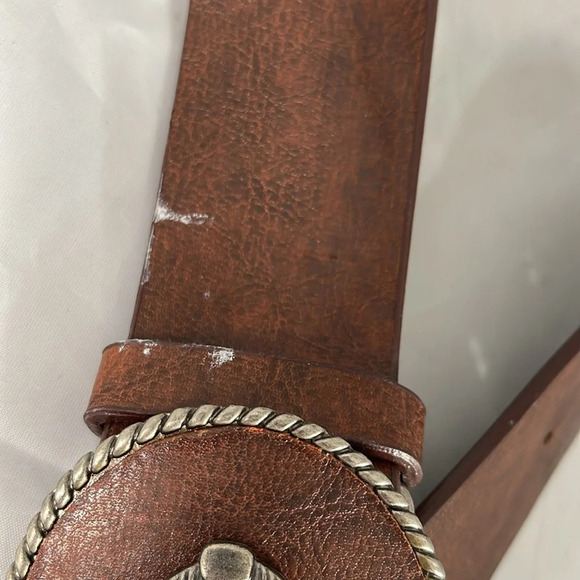 SIGNATURE Levi Strauss Boho Wide Western Belt Brown Vegan Leather Peg & Hole M/L - Picture 8 of 11